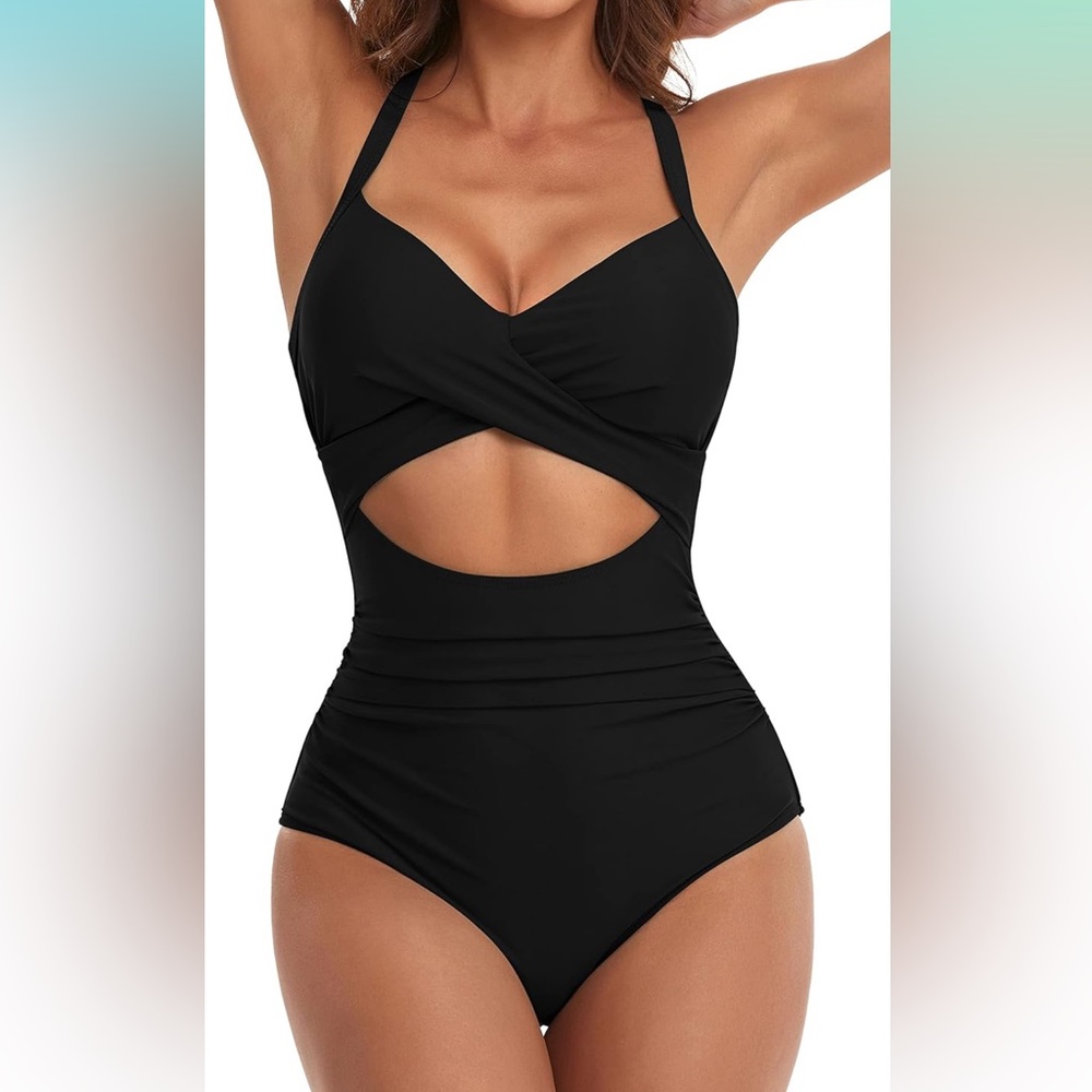 Women's One Piece Swimsuits Tummy Control Cutout High Waisted Bathing Suit